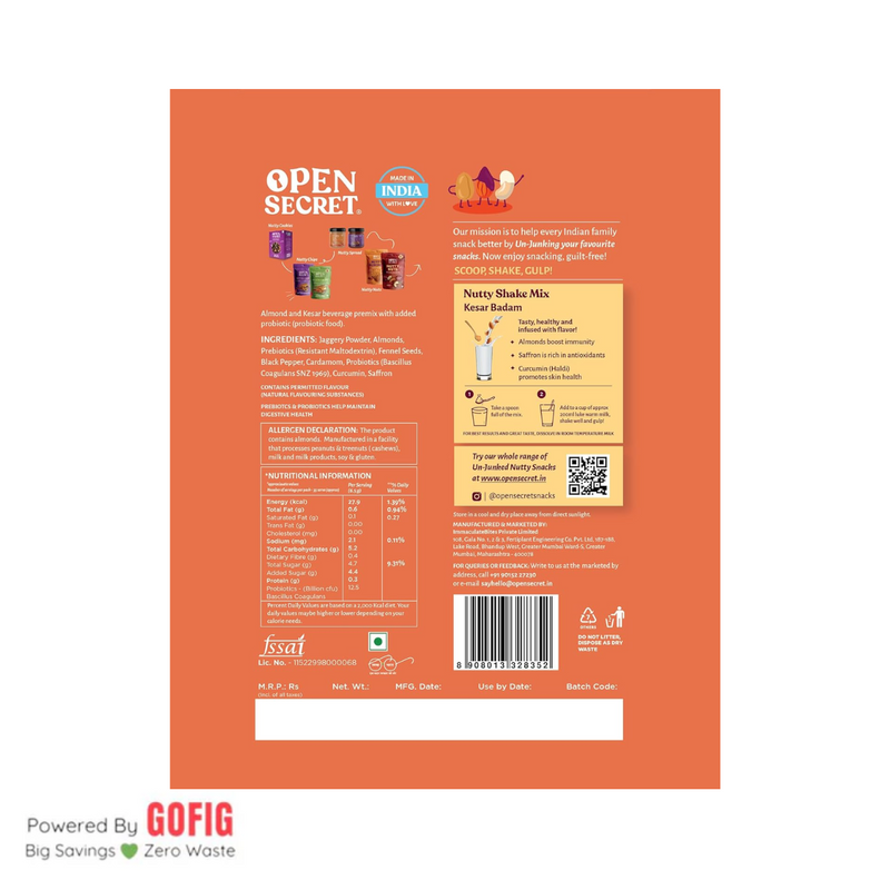 Open Secret Kesar Badam Nutrition Drink Powder (225 g)