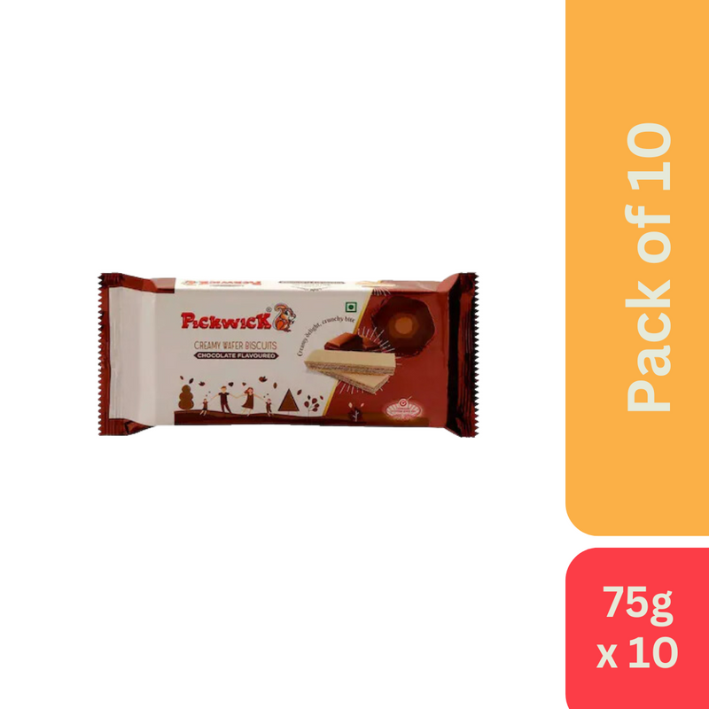 Pickwick Chocolate Flavoured Wafer Biscuits (75 g) - Pack of 10