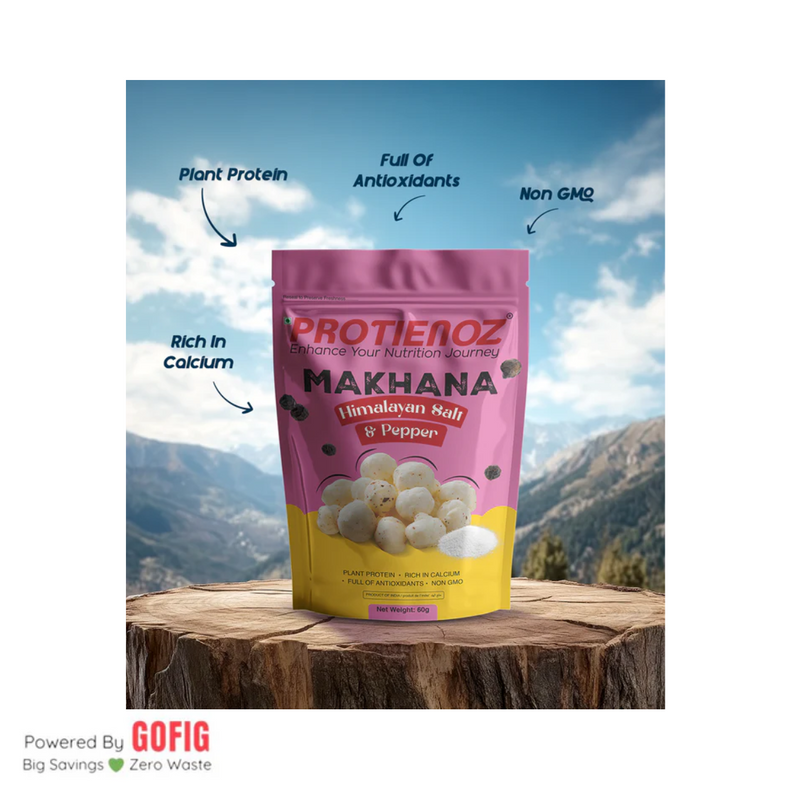 Protienoz Himalayan Pink Salt & Pepper Makhana (60 g) - Pack of 3