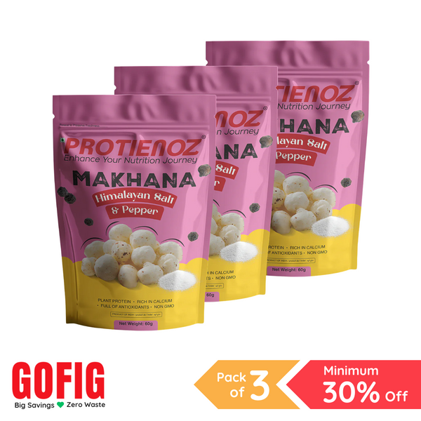 Protienoz Himalayan Pink Salt & Pepper Makhana (60 g) - Pack of 3