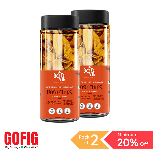 Bonvie Ragi Chips Cream and Onion (125 g) - Pack of 2