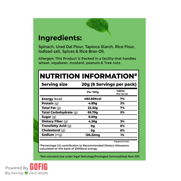 Bonvie Spinach Chips Masala (125 g) - Pack of 2
