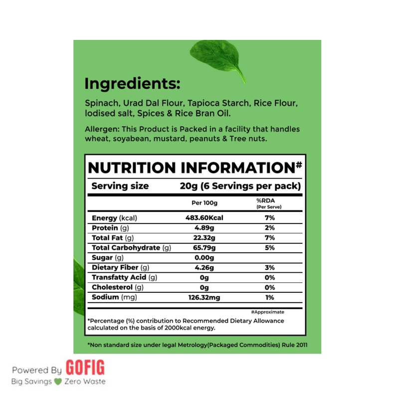 Bonvie Spinach Chips Masala (125 g) - Pack of 2