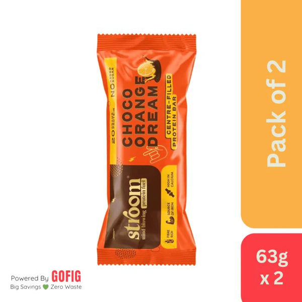 Stroom 20g Protein Bar Choco Orange Dream (63g) - Pack of 2