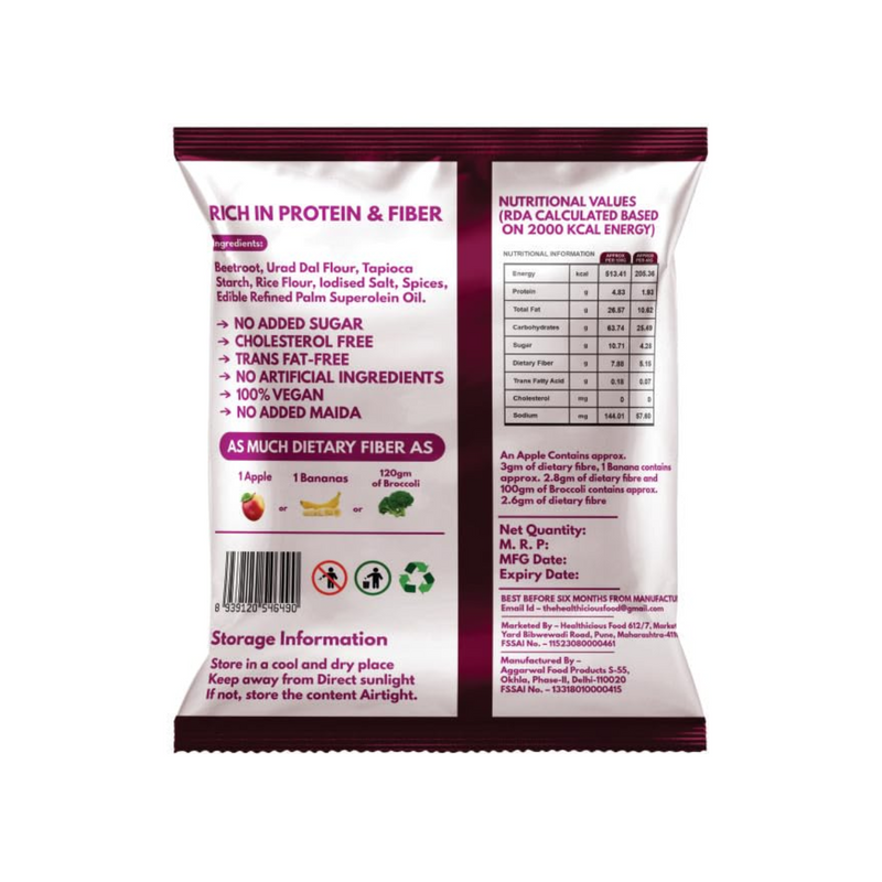 Healthicious Beetroot Chips Masala Flavour (100 g) - Pack of 4