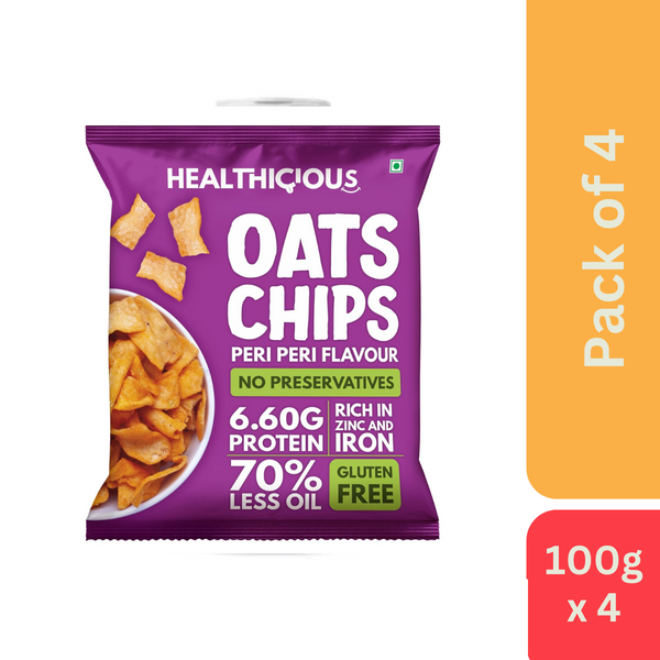 Healthicious Oats Chips Peri Peri Flavour (100 g) - Pack of 4