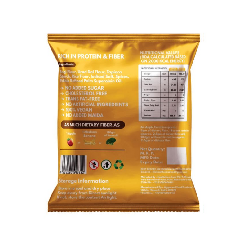 Healthicious Ragi Chips Masala Flavour (100 g) - Pack of 8