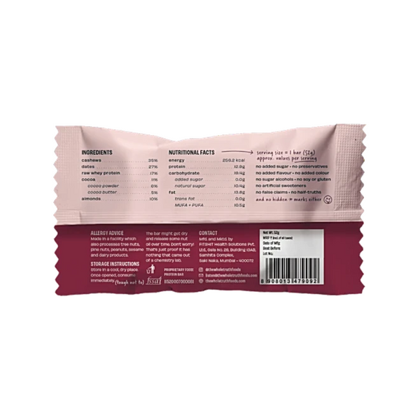 The Whole Truth Double Cocoa Protein Bar (52 gm) - Pack of 2