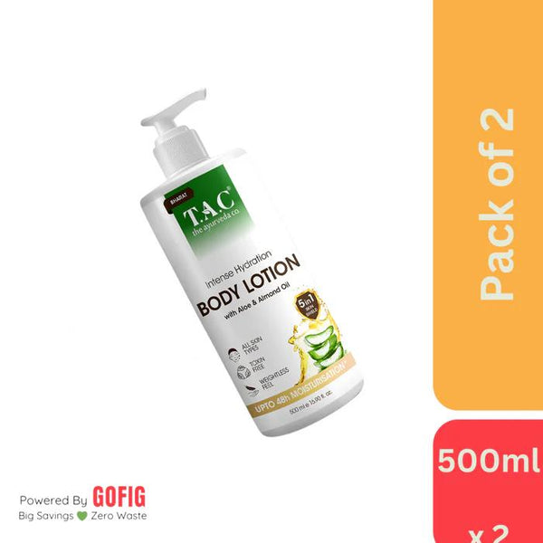 The Ayurveda Co. Intense Hydration Body Lotion With Aloe & Almond Oil (500 ml) - Pack of 2