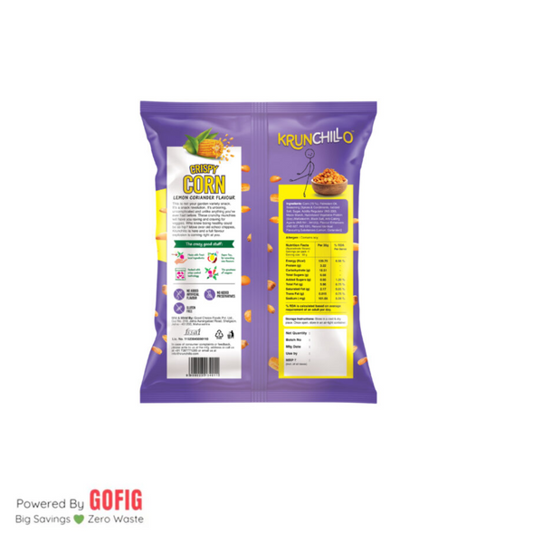 Krunchillo Crispy Corn with Lemon Coriander (30 g) - Pack of 8