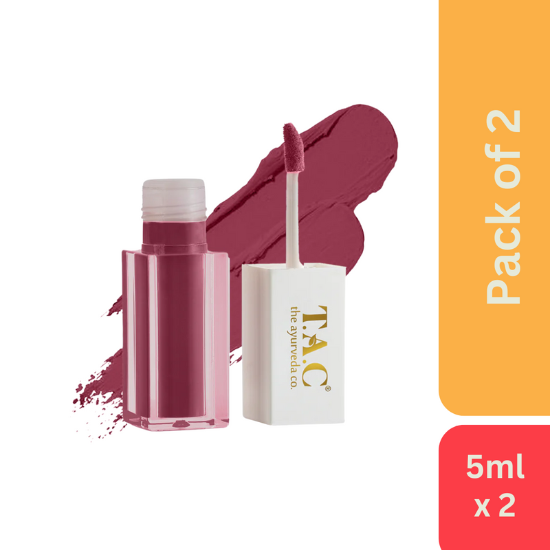 The Ayurveda Co. Liquid Lipstick Creamy Matte Spf 15 Nude Elude (5 ml) - Pack of 2