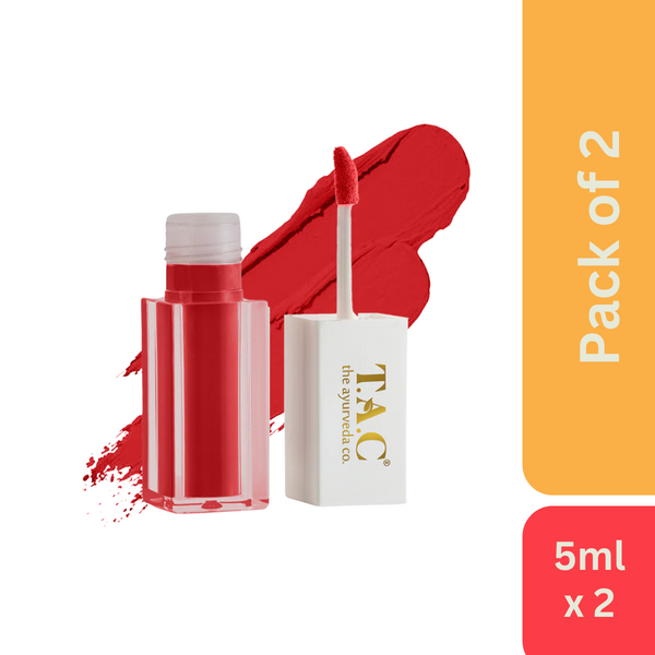 The Ayurveda Co. Liquid Lipstick Miss Red (5 ml) - Pack of 2