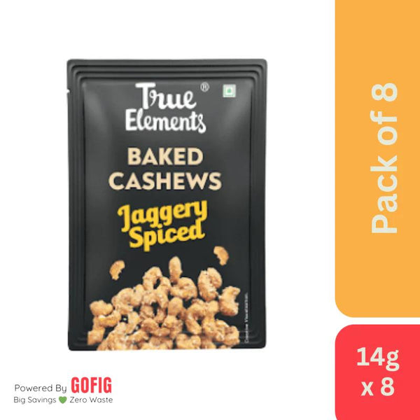 True Elements Baked Cashews Jaggery Spiced (14 g) - Pack of 8