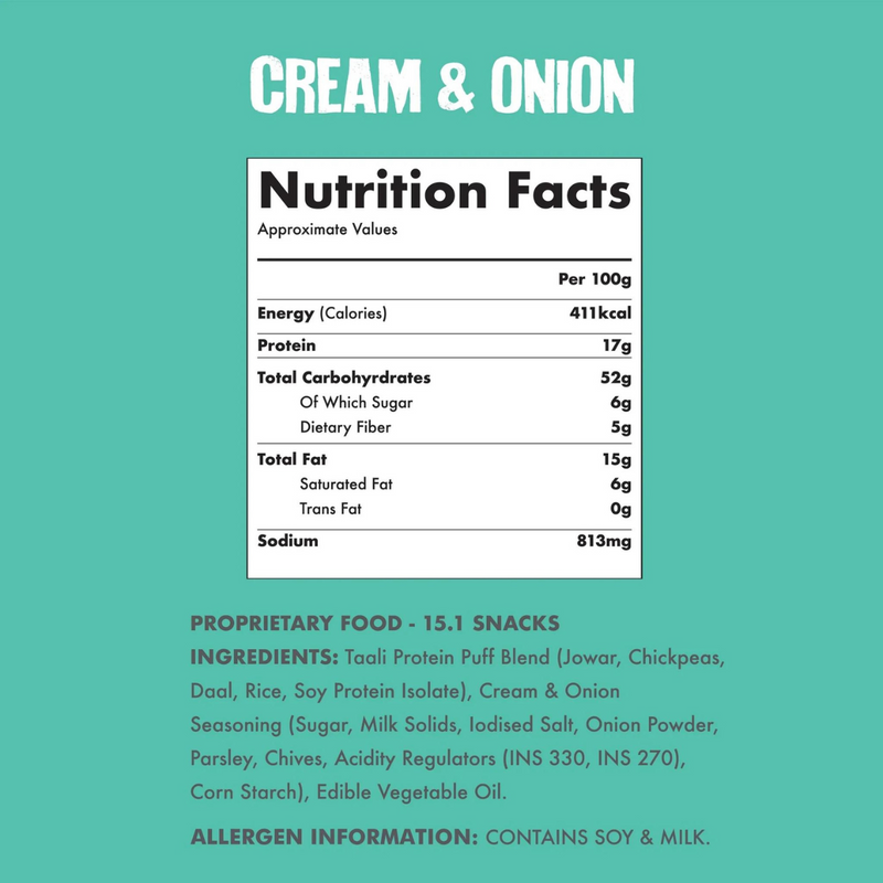 Taali Cream & Onion Protein Puffs (60 g)-3
