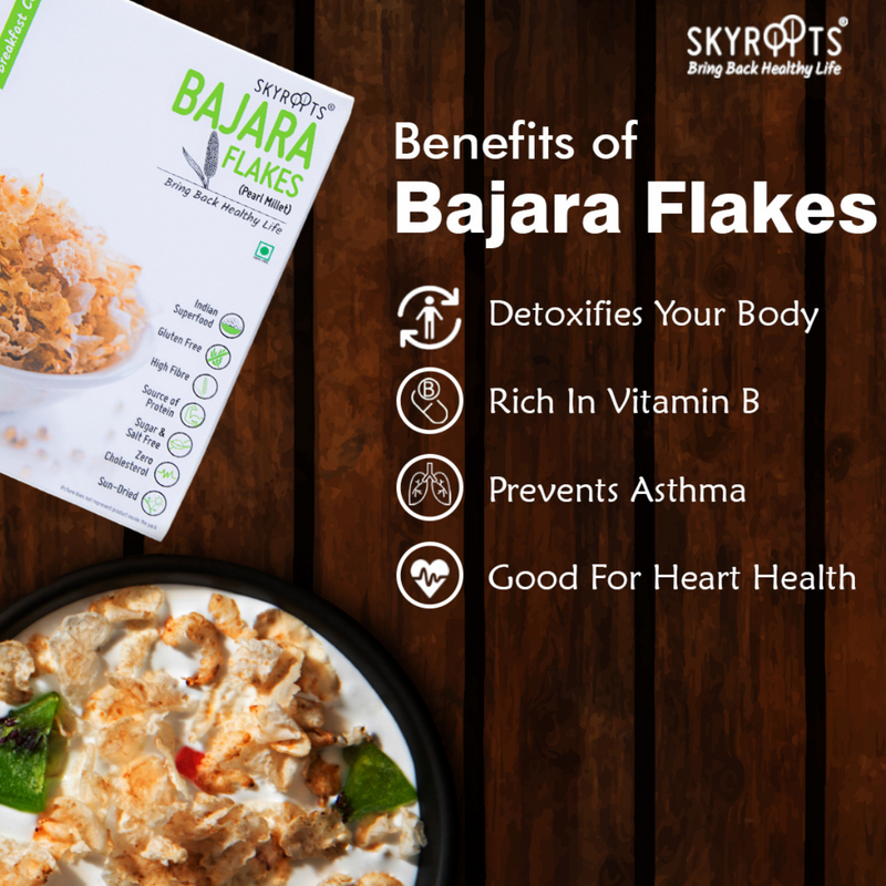 SkyRoots Bajara (Pearl Millet) Flakes (250 g) - Benefits