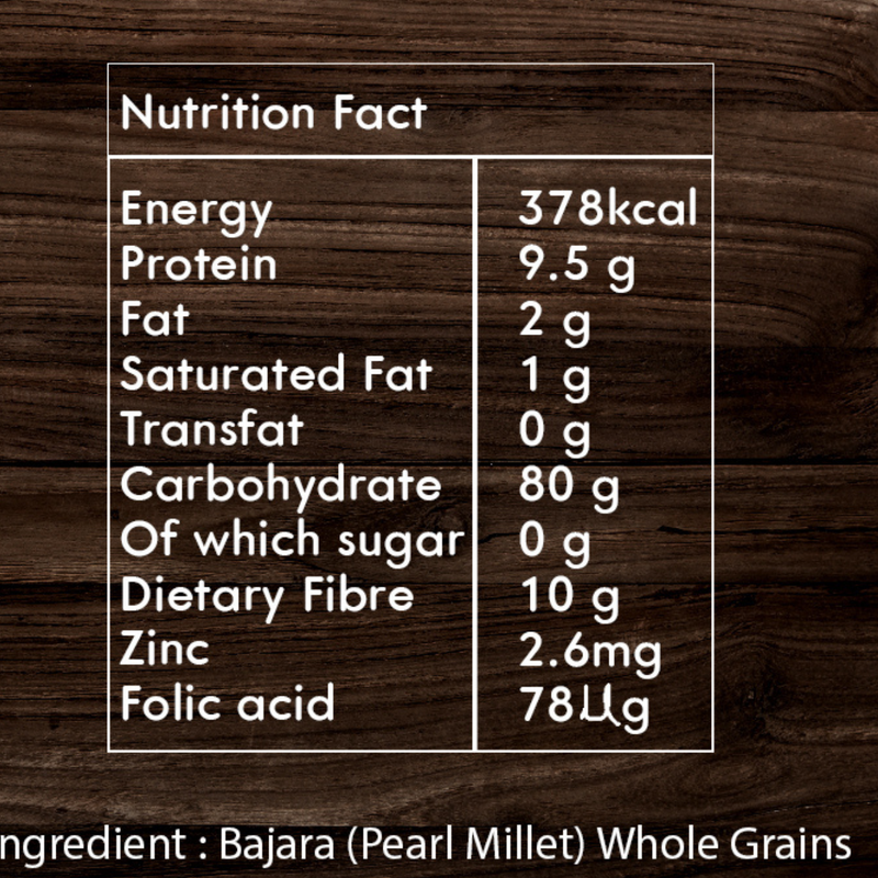 SkyRoots Bajara (Pearl Millet) Flakes (250 g) - Nutritional Info