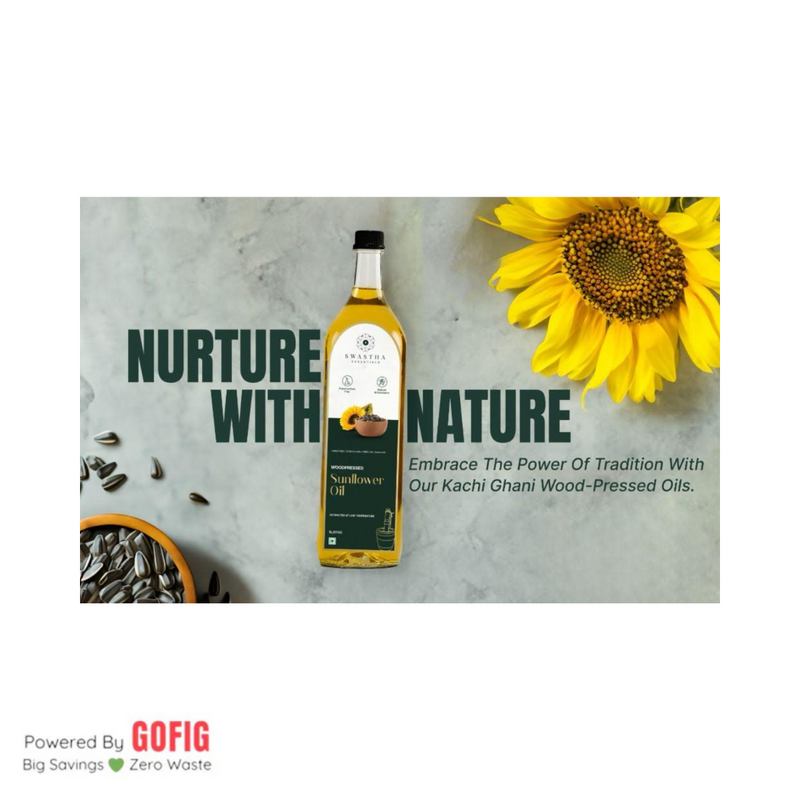 Swastha Essentials Woodpressed Sunflower Oil (1000 ml)