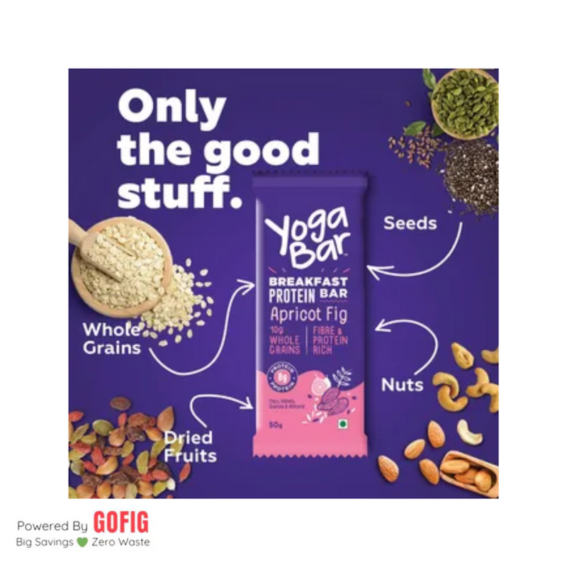 Yoga Bar Apricot Fig Breakfast Bar (45 g) - Pack of 4