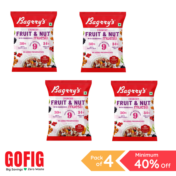 Bagrrys Fruit & Nut Cranberries (40 g) - Pack of 4