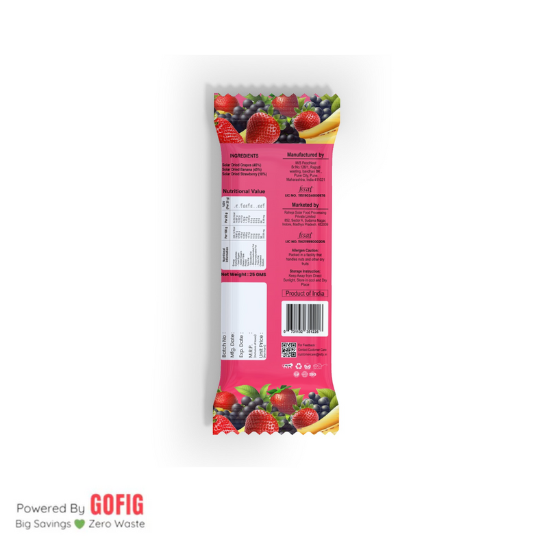 Bare Fruit Mix Fruit Bar – Strawberry 6 Bars (150 g)