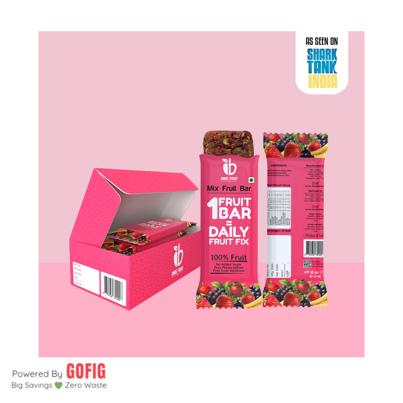 Bare Fruit Mix Fruit Bar – Strawberry 6 Bars (150 g)