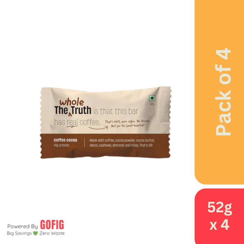 TWT Coffee Cocoa Protein Bar (52 g) - Pack of 4