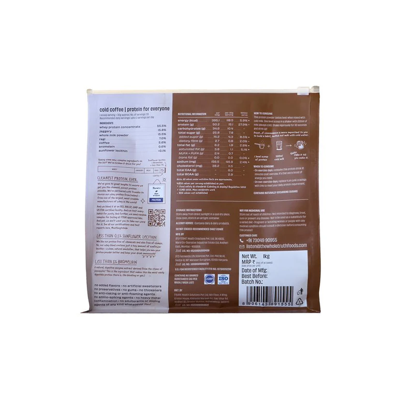 The Whole Truth Cold Coffee Protein Powder (15 g) Protein - (1000 g)