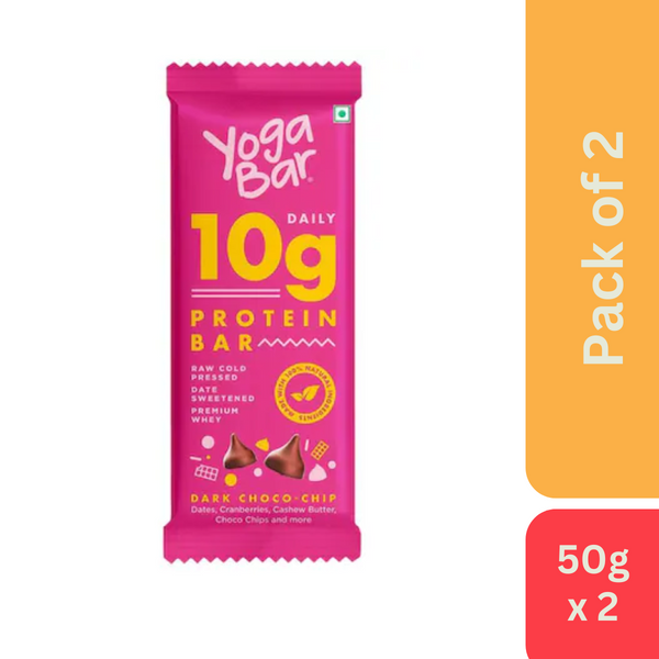 Yoga Bar 10g Protein Bar Dark Chocolate + Cranberry (50 g) - Pack of 2