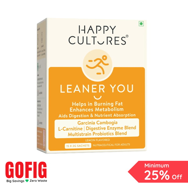Happy Cultures Leaner You | Weight Management | Probiotics & L-Carnitine | Boosts Metabolism & Burns Fat 15 sachets (40 g)
