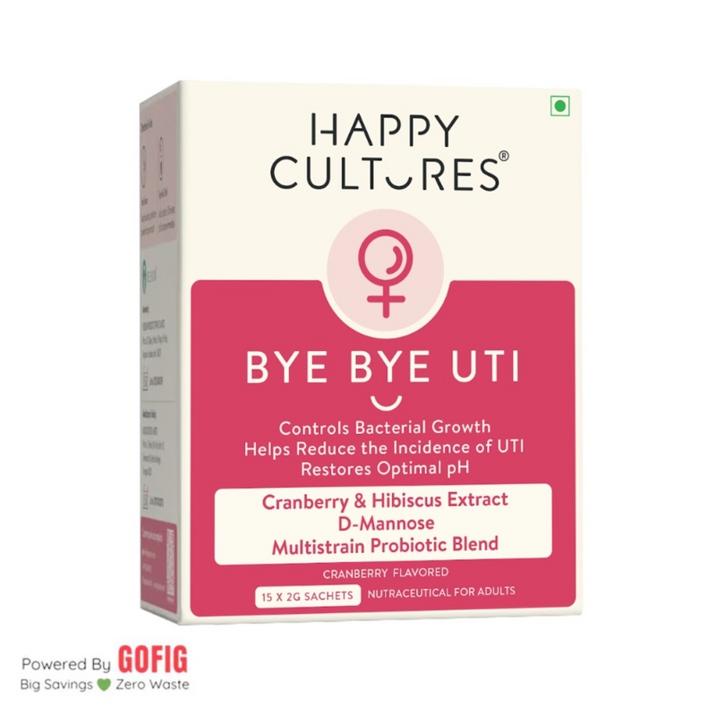 Happy Cultures Bye Bye UTI | Fast-Acting Relief & Prevention | D-Mannose, Cranberry  & Probiotics | 15 sachets (40 g)