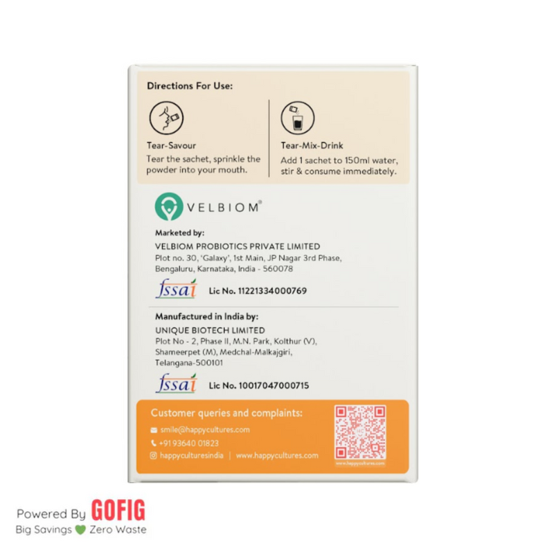 Happy Cultures Leaner You | Weight Management | Probiotics & L-Carnitine | Boosts Metabolism & Burns Fat 15 sachets (40 g)