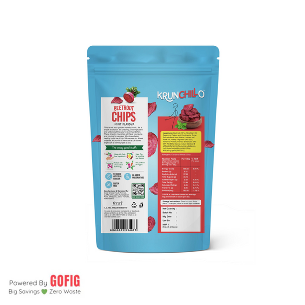 Krunchillo Beetroot Chips Mint Flavour (50 g) - Pack of 2