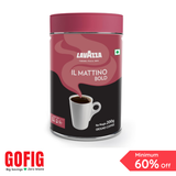 Lavazza Mattino Bold pure ground coffee tin 200g – medium roast Arabica and Robusta coffee blend with strong flavor and rich aroma for espresso or filter coffee"