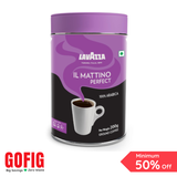 Lavazza Mattino Perfect Pure Ground Coffee Premium Arabica Dark Roast Tin (200 g)