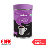 Lavazza Mattino Perfect Pure Ground Coffee Premium Arabica Dark Roast Tin (200 g)