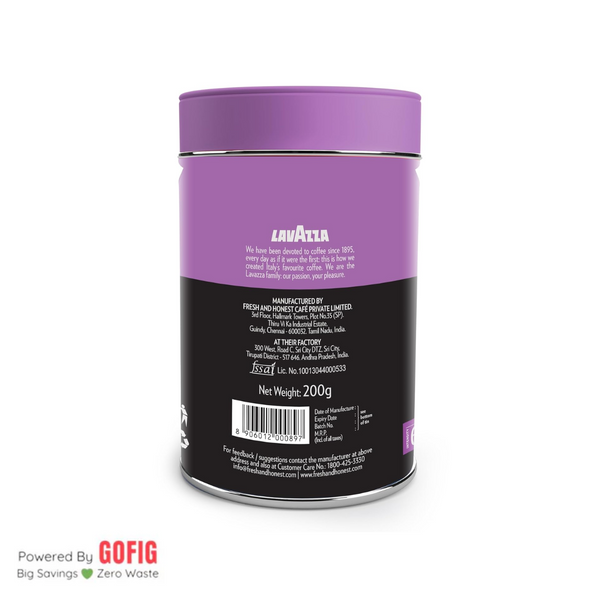 Lavazza Mattino Perfect Pure Ground Coffee Premium Arabica Dark Roast Tin (200 g)