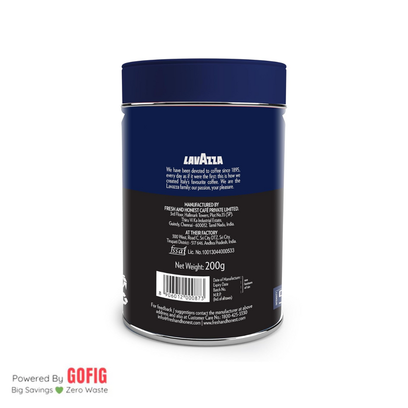 Lavazza Mattino Supreme Pure Ground Coffee Premium Arabica Medium Roast Tin (200 g)