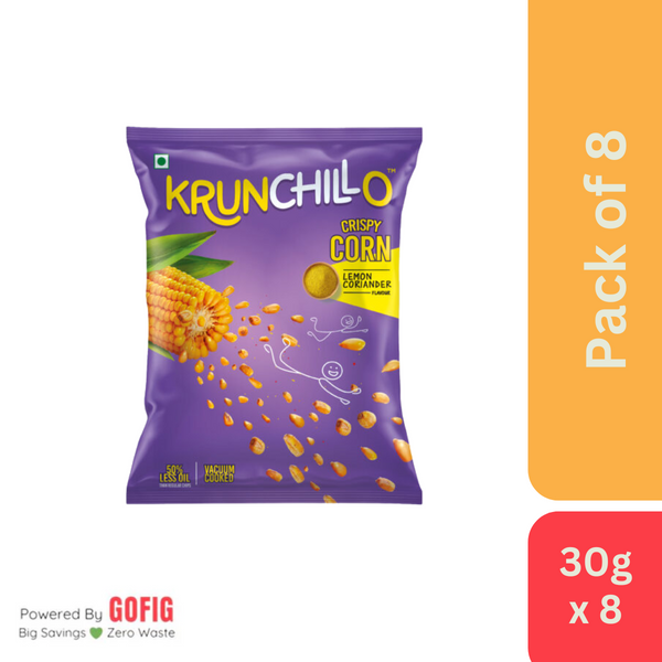 Krunchillo Crispy Corn with Lemon Coriander (30 g) - Pack of 8