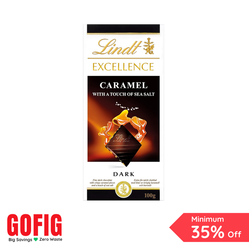 Lindt Excellence Dark Chocolate with Caramel and a touch of Sea Salt (100 g)