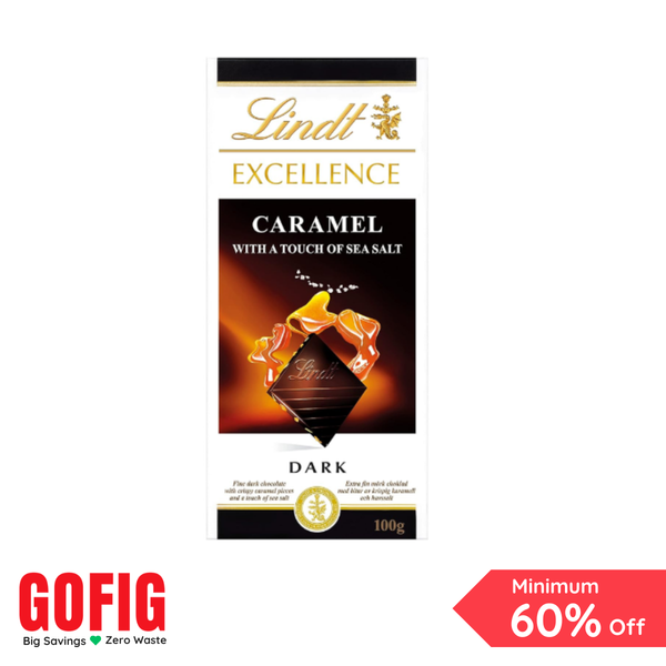 Lindt Excellence Dark Chocolate with Caramel and a touch of Sea Salt (100 g)