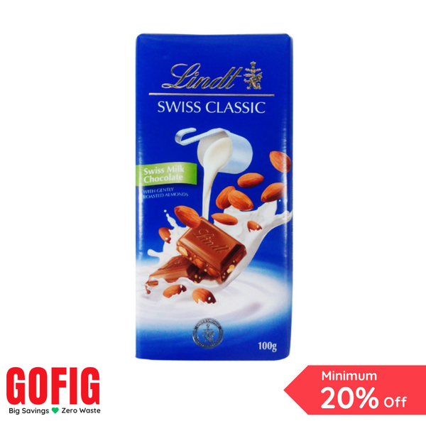 Lindt Swiss Classic Milk Chocolate with Roasted Almonds (100 g)