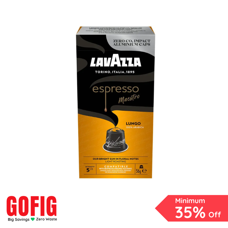 Lavazza Espresso Maestro Lungo, Aluminium Nespresso Compatible Coffee Capsules (56 g)