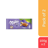 Milka Broken Hazelnut Chocolate Bar (100 g) - Pack of 2