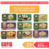 Mother's Kitchen Rice Crackers (35g x 22) + Pappadum (40g x 3) Assorted Pack