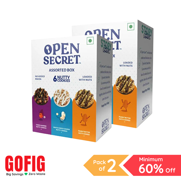 Open Secret Assorted Story Box - 6 Nutty Cookies (75 g) - Pack of 2