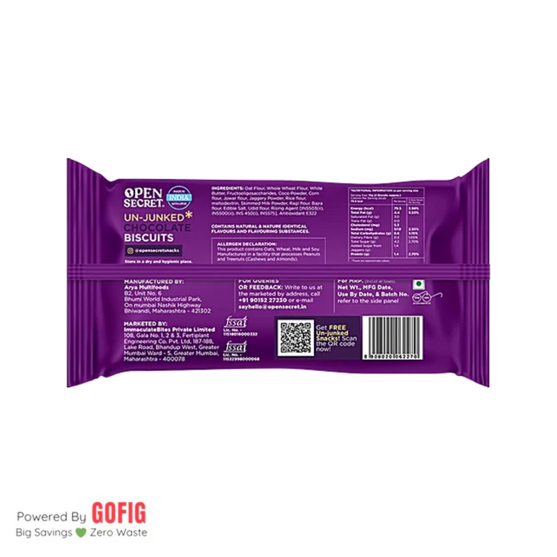 Open Secret Unjunked Biscuits - Chocolate (40 g) - Pack of 5