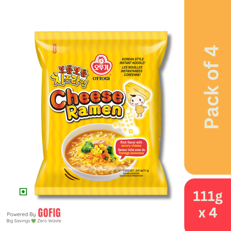 Ottogi Cheese Ramen Korean Style Veg (111 g) - Pack of 4