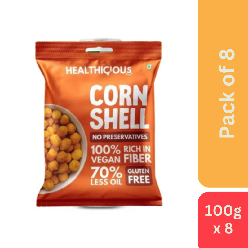 Healthicious Corn Shell Masala Flavour (100 g) - Pack of 8