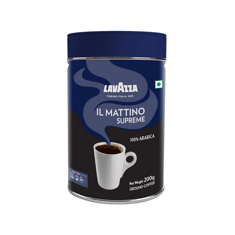 Lavazza Mattino Supreme | Pure Ground Coffee | Premium Arabica | Medium Roast Roast & Ground Coffee (200 g)