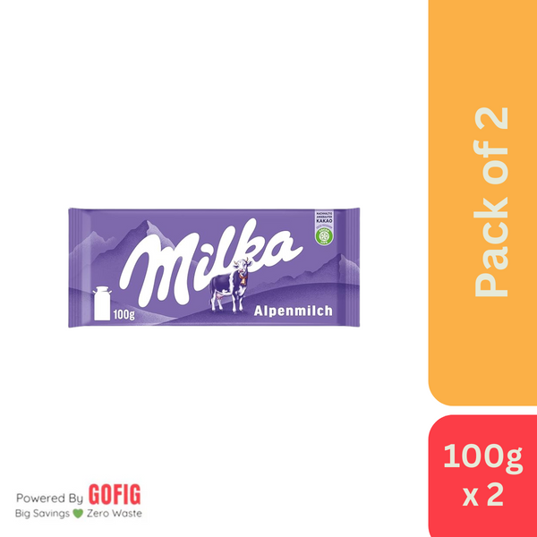 Milka Alpine Milk Chocolate (100 g) - Pack of 2